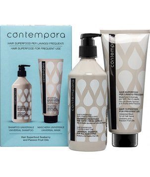 Набор для частого использования для всех типов волос Contempora Hair Superfood for Frequent Use (шампунь 500 мл, маска 350 мл) для ежедневного ухода с питательным эффектом 1268129 фото