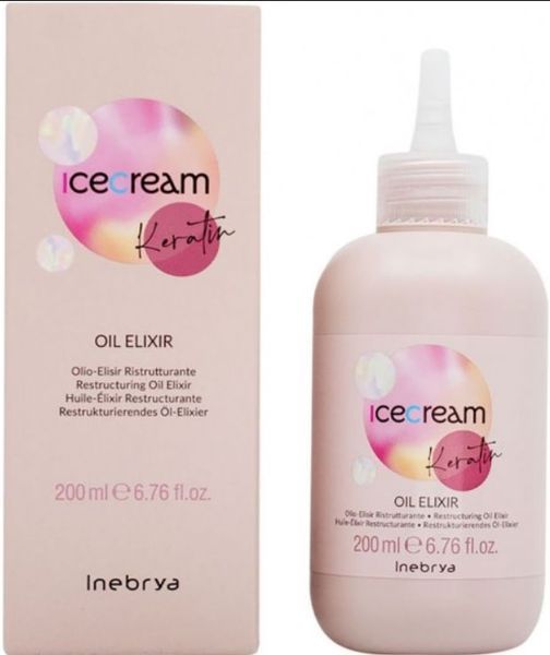 Эликсир для волос с кератином Inebrya Ice Cream Keratin Oil Elixir 200 мл &mdash; интенсивная реструктуризация, питание и бриллиантовый блеск 1254391 фото