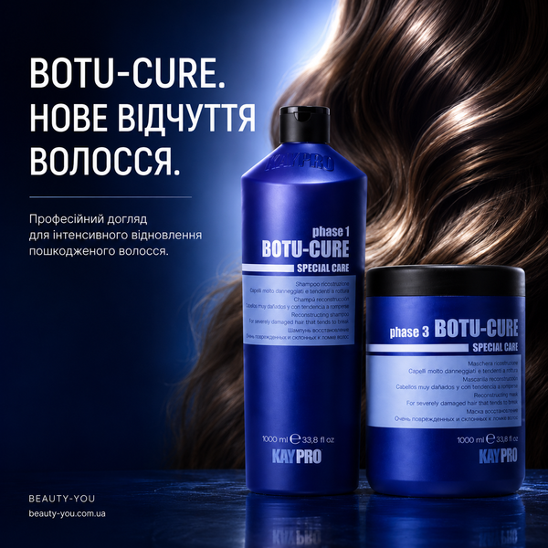Набор для реконструкции KayPro Botu-Cure шампунь+маска 1000 мл с кератином КейПро Боту Кюр для тонких и поврежденных волос 1222182 / 1222170 фото