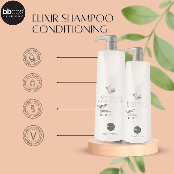 Набор Шампунь и кондиционер BBcos Kristal Evo Elixir Shampoo Conditioner 300 мл для ежедневного ухода Ббкос Кристал Эво Эликсир 1262353 / 1262351 фото