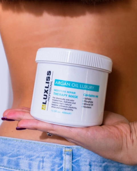 Увлажняющая маска Luxliss Argan Oil Luxury Moisture Repair Therapy Mask 400 мл восстанавливающая  ЛюксЛис 1231406 фото