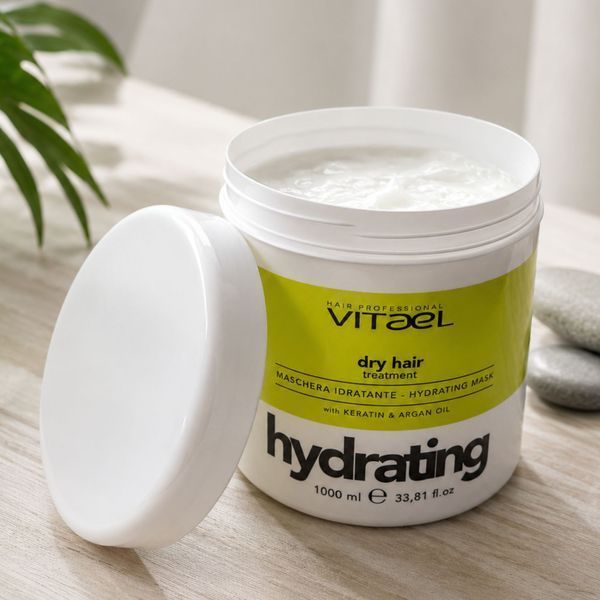 Маска зволожуюча для сухого волосся Vitael Dry Hair Hydrating Mask 1000 мл Вітаель глибока гідратація, пом'якшення та відновлення еластичності пасен VTL0012 фото