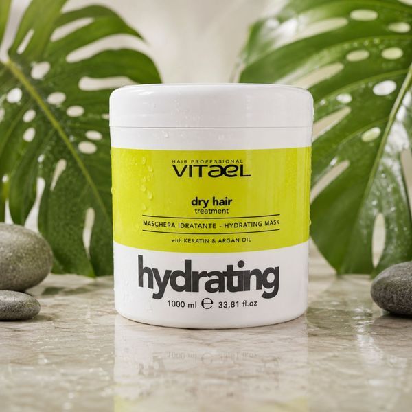Маска зволожуюча для сухого волосся Vitael Dry Hair Hydrating Mask 1000 мл Вітаель глибока гідратація, пом'якшення та відновлення еластичності пасен VTL0012 фото