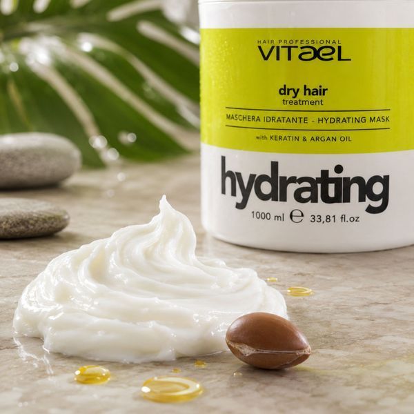 Маска зволожуюча для сухого волосся Vitael Dry Hair Hydrating Mask 1000 мл Вітаель глибока гідратація, пом'якшення та відновлення еластичності пасен VTL0012 фото