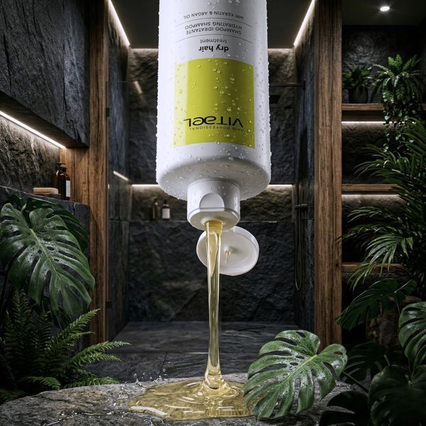 Увлажняющий шампунь для сухих волос Vitael Dry Hair Hydrating Shampoo 1000 мл Витаель бережное очищение, глубокая гидратация и восстановление гидробаланса волос VTL0013 фото