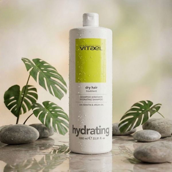 Увлажняющий шампунь для сухих волос Vitael Dry Hair Hydrating Shampoo 1000 мл Витаель бережное очищение, глубокая гидратация и восстановление гидробаланса волос VTL0013 фото