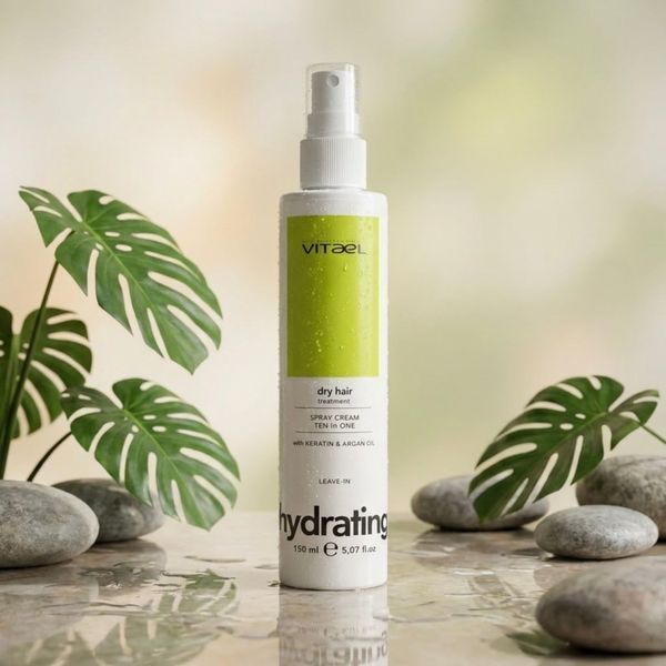 Крем-спрей 10 в 1 для сухого волосся Vitael Dry Hair Spray Cream Ten-In-One 150 мл Вітаель мультифункціональний догляд, термозахист та глибоке зволоження пасен VTL0014 фото