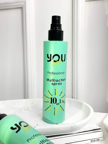 Мультиспрей мгновенного действия 10 в 1 для волос You Look Professional 10 in 1 Multiaction Spray 200 мл Мультиспрей Ю Лук зеленый 1249252 фото