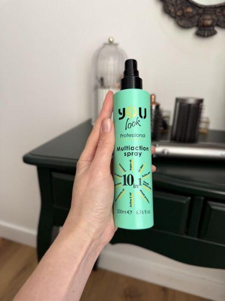 Мультиспрей мгновенного действия 10 в 1 для волос You Look Professional 10 in 1 Multiaction Spray 200 мл Мультиспрей Ю Лук зеленый 1249252 фото