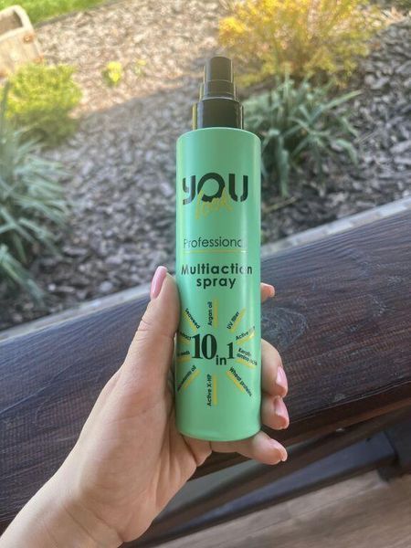 Мультиспрей мгновенного действия 10 в 1 для волос You Look Professional 10 in 1 Multiaction Spray 200 мл Мультиспрей Ю Лук зеленый 1249252 фото