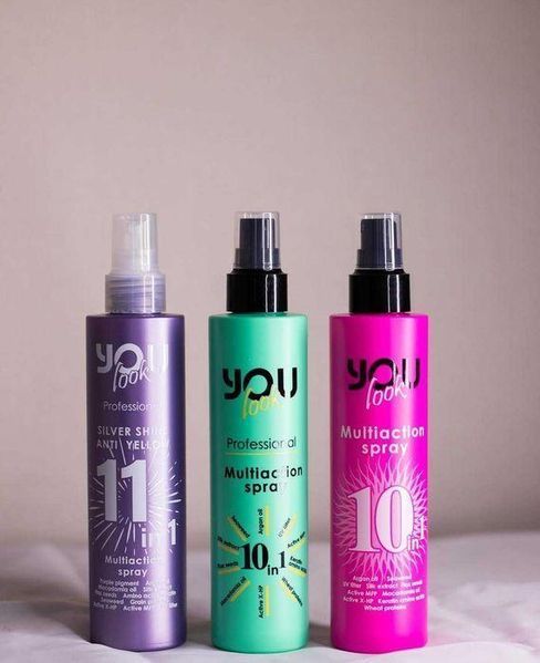 Мультиспрей мгновенного действия 10 в 1 для волос You Look Professional 10 in 1 Multiaction Spray 200 мл Мультиспрей Ю Лук зеленый 1249252 фото