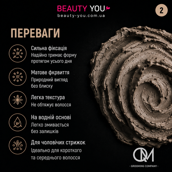 Глина для волос ТМ QM Matte Clay 100 мл мужская для укладки сильная фиксация матовая на водной основе 4820216920277 фото