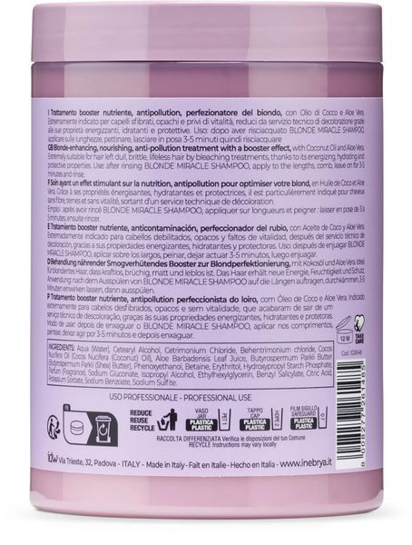 Маска для волос блонд-оттенков Inebrya Blondesse Blonde Miracle Nectar 1000 мл 1254328 фото
