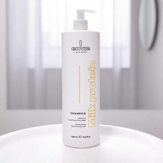 Шампунь Envie Milk Protein Luxury 1000 мл для кучерявого сухого волосся з молочними протеїнами з кислим ph Енві Мілк Протеїн 1252175 фото