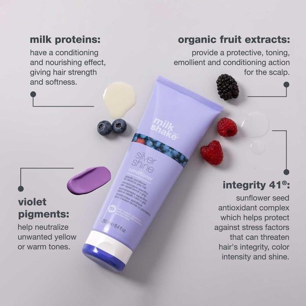 Фиолетовый кондиционер Milk_Shake Silver Shine Conditioner 250 мл для светлых, седых и белых волос Милкшейк 1255914 фото