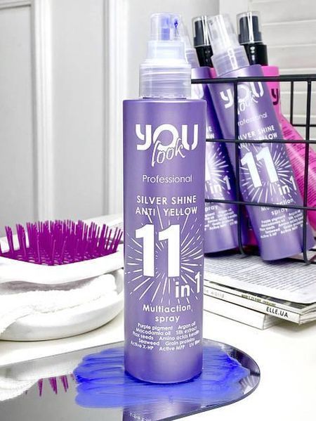 Мультиспрей мгновенного действия для блондинок 11 в 1 You Look Professional Silver Shine Anti Yellow 11 in 1 Multiaction Spray 200 1249251 фото
